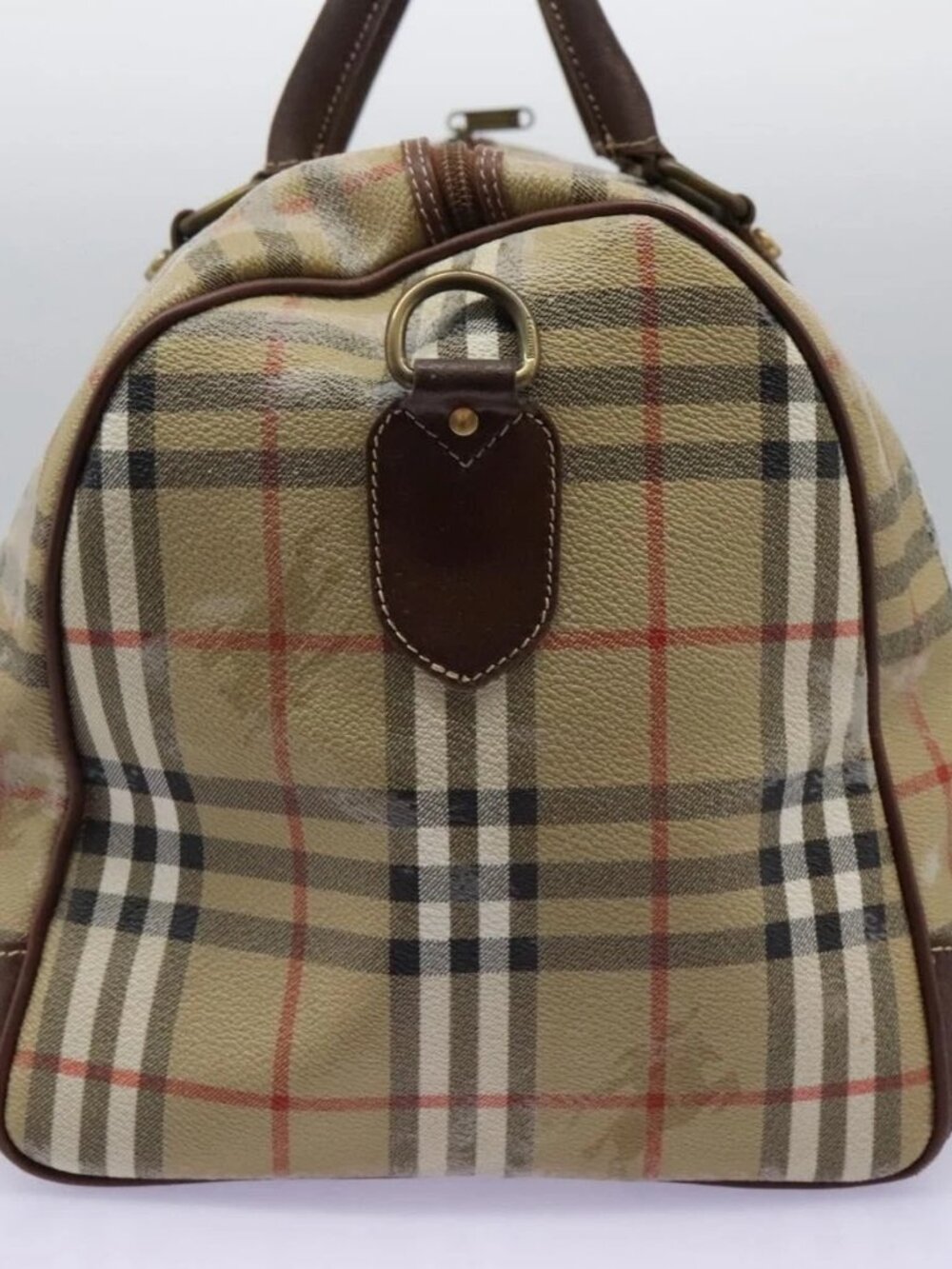 Burberrys Nova Check Boston Bag PVC 2way Beige Auth EC382 - Picture 5 of 16